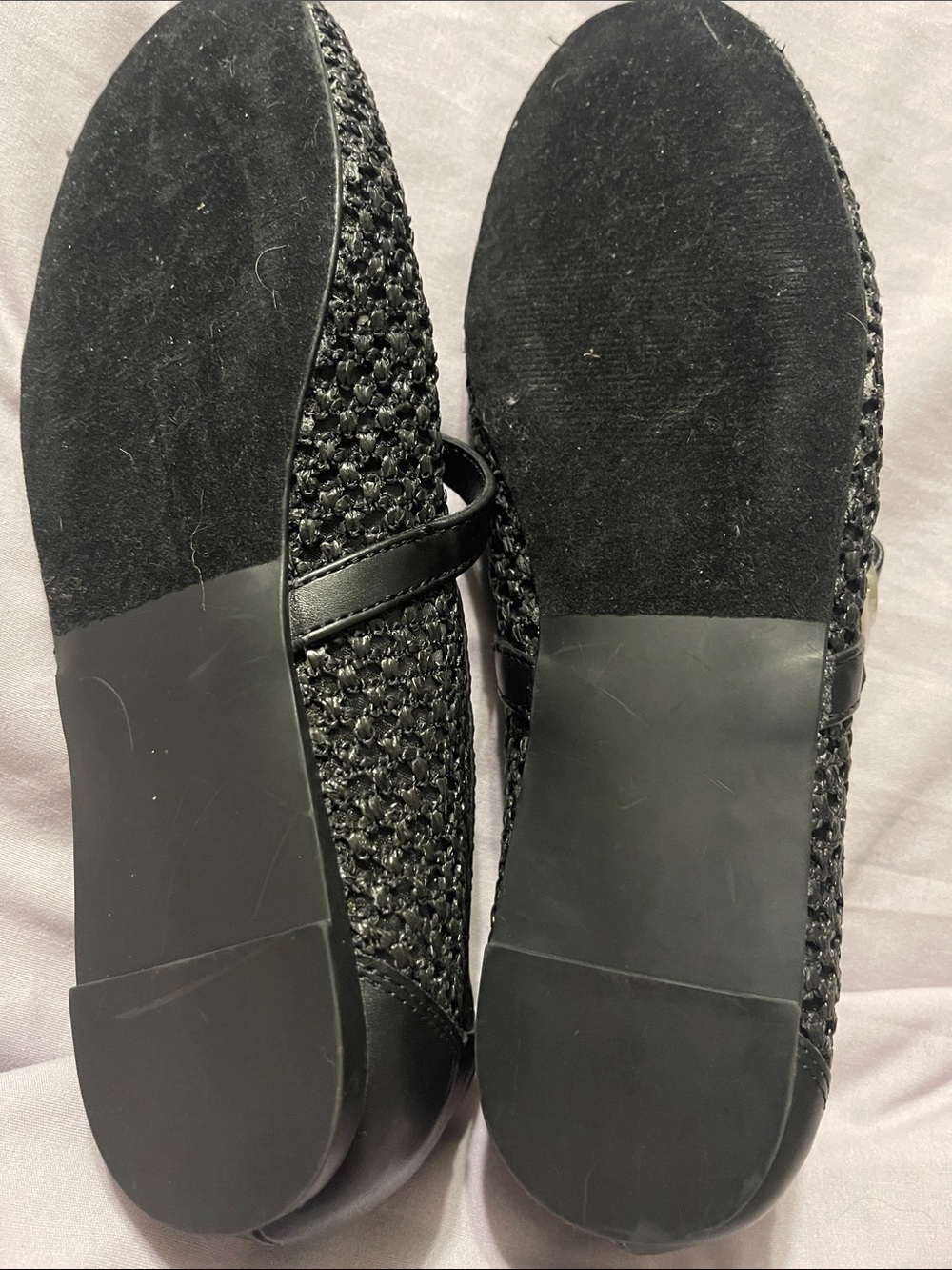 Steve Madden Black Woven Mary Jane Flats with Buckle Strap - Picture 3 of 3